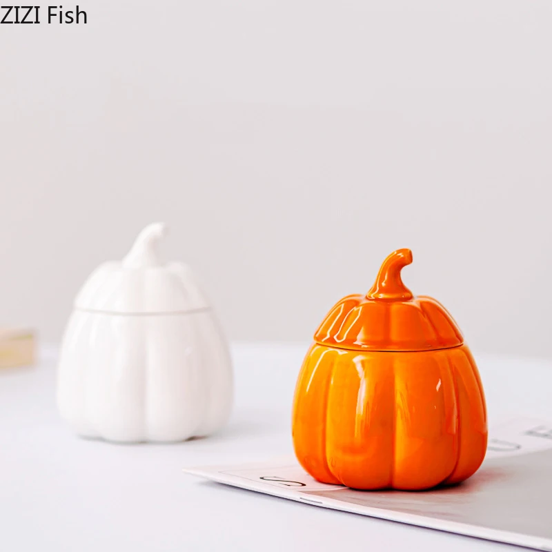 Halloween Pumpkin Candle Holders Desk Decoration Ceramic Pumpkin Candlestick Wax Melt Burner Creative Home Aroma Container