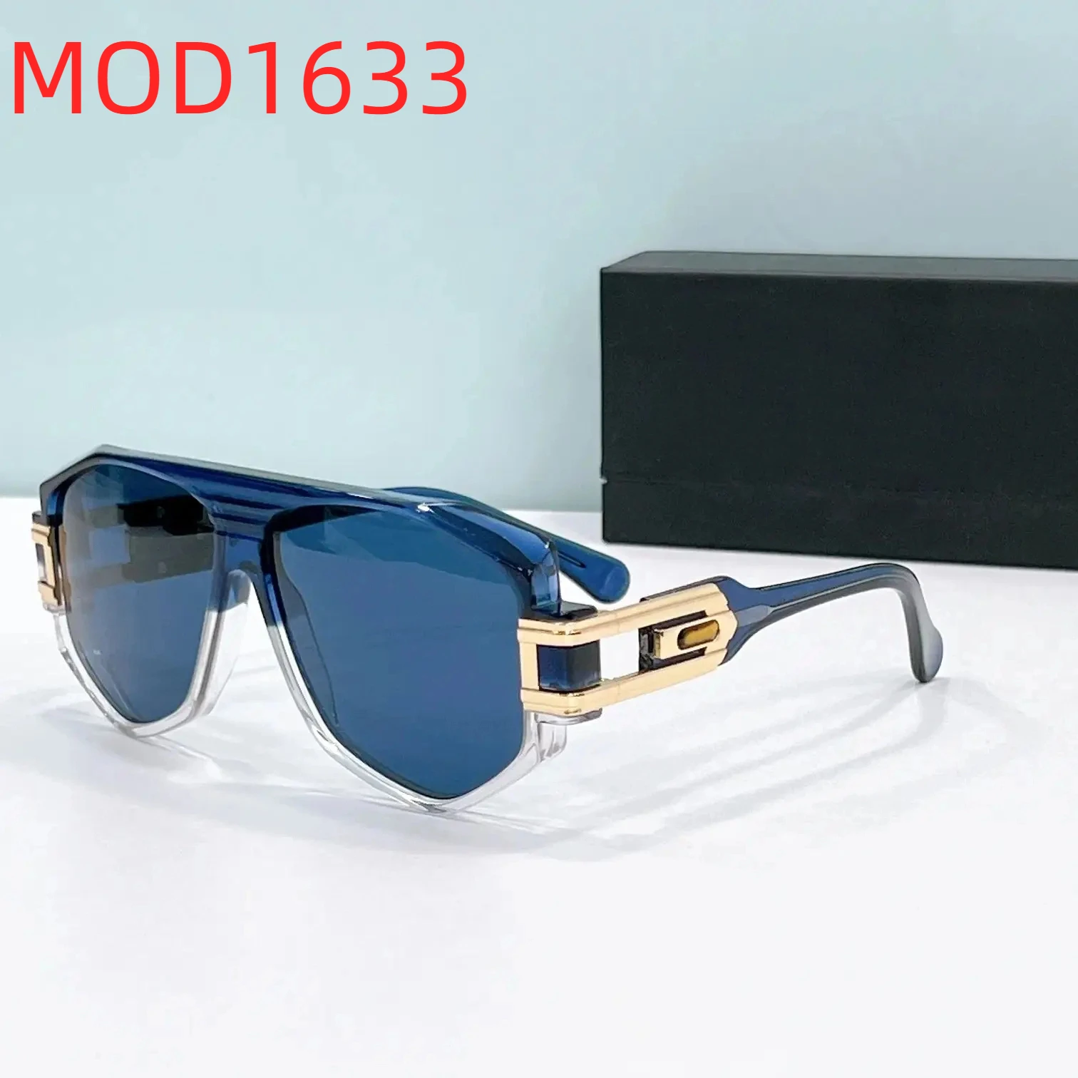 

Original MOD1633 Luxury Design Top Quality Business Men Sunglasses Dark blue Lenses Trendy Acetate Frame Women Couple Eyewear