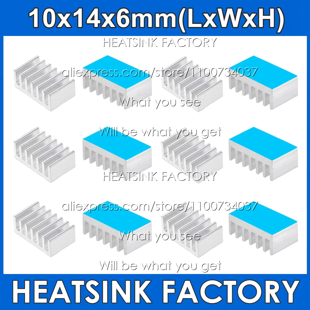 

Free Shipping No Tape / With Thermal Tape, 10x14x6mm Aluminum Radiator Heatsink Cooler for Raspberry / Banana Pi LAN IC