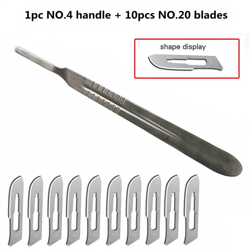 10pcs NO.10/11/15/20/23 Blades and Handle Metal Steel Surgical Tool DIY Cutting Phone PCB Repair Carving Craft Knife Scalpel