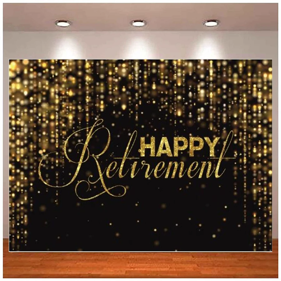 Happy Retirement Party Photography Backdrop Gold Diamond Polka Dot Poster Photographic Background For Photo Studio Banner