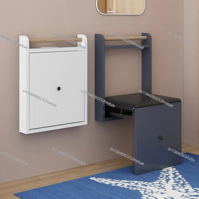 Wall-mounted Folding Shoe Small Apartment Space-saving Wall-mounted Hidden Simple Changing Stool Porch Stool