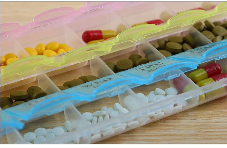 3Rows(21Grids) 7 Days Weekly Pill Case Medicine Tablet Dispenser Carry Pill Box Splitters Pill Storage Supplies