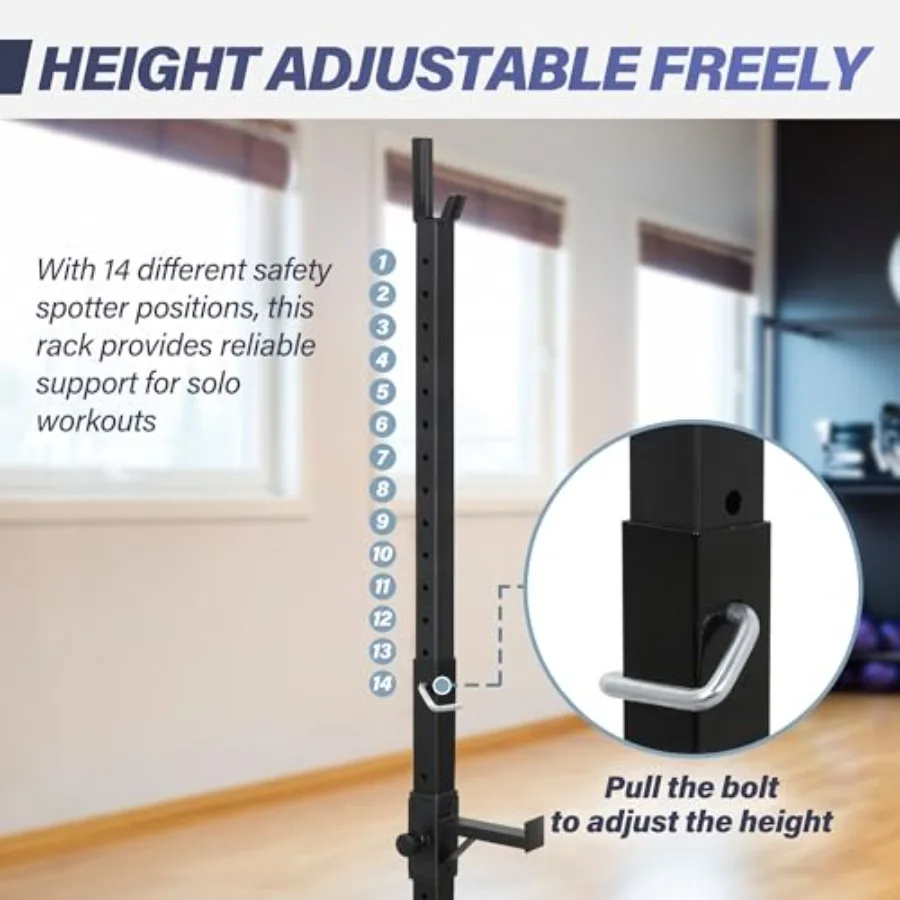 F2C زوج رف القرفصاء القابل للتعديل 41 "-66" قوي الصلب الحديد مقاعد البدلاء الصحافة حامل الصالة الرياضية/المنزل الصالة الرياضية المحمولة الدمبل رفوف حامل ماكس 55