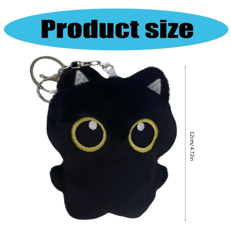 Cartoon Kitten Handbag Bag Purse Pendant Black Kitten for Key Holder Toy