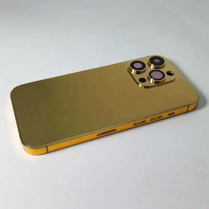 Electroplate plated real gold Luxury frame can accept custom logo for iPhone