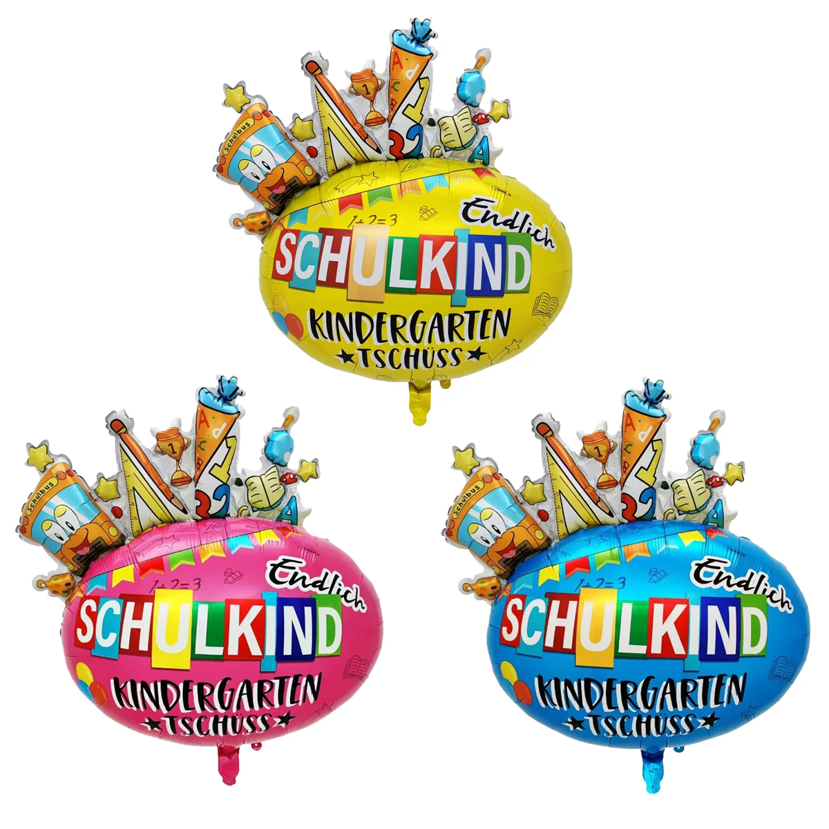 10 Stück Deutscher Buchstabe Schulkind Back to School Luftballons Set Eiscreme Hurra Schulkind Schwarz zur Schule Dekorationen