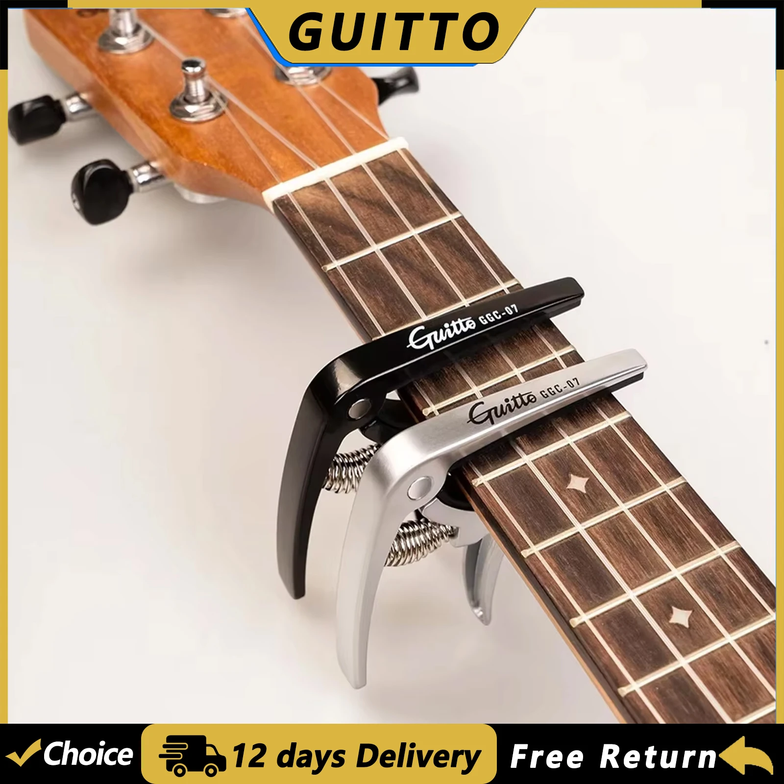 GUITTO GGC-07 Ukulele Capo Quick Zinc Alloy Ukelele Guitar Change Tuning Clamp 4 Strings Hawaii Guitar Capo Guitar Accessories