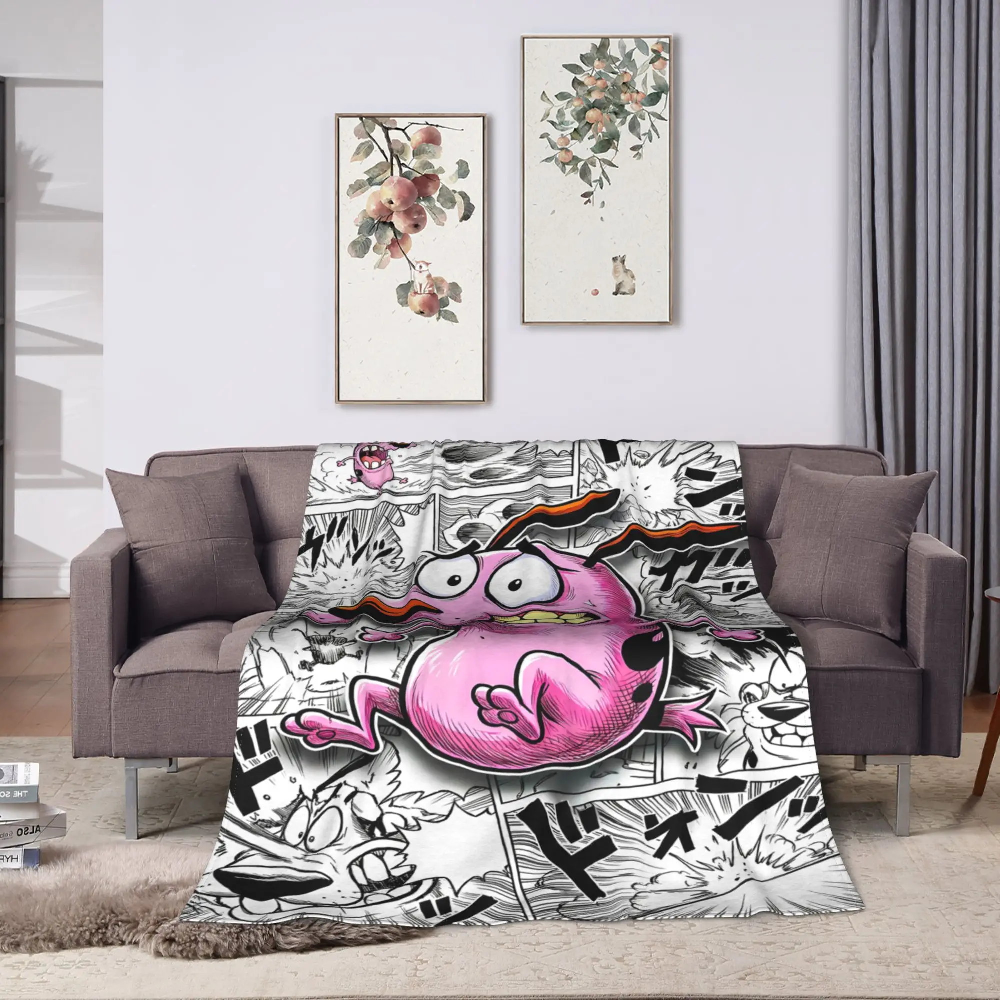 Cartoon Courage Cowardly Dog Blanket Quality Super Warm  Throw Blanket Winter Girls Boys Outdoor Print Bedspread