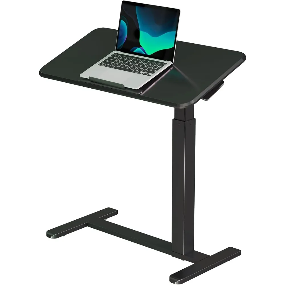 Height Adjustable Rolling Laptop Desk, 90° Tiltable Overbed Bedside Table, Portable Computer Desk with Wheels, Foldable Cart