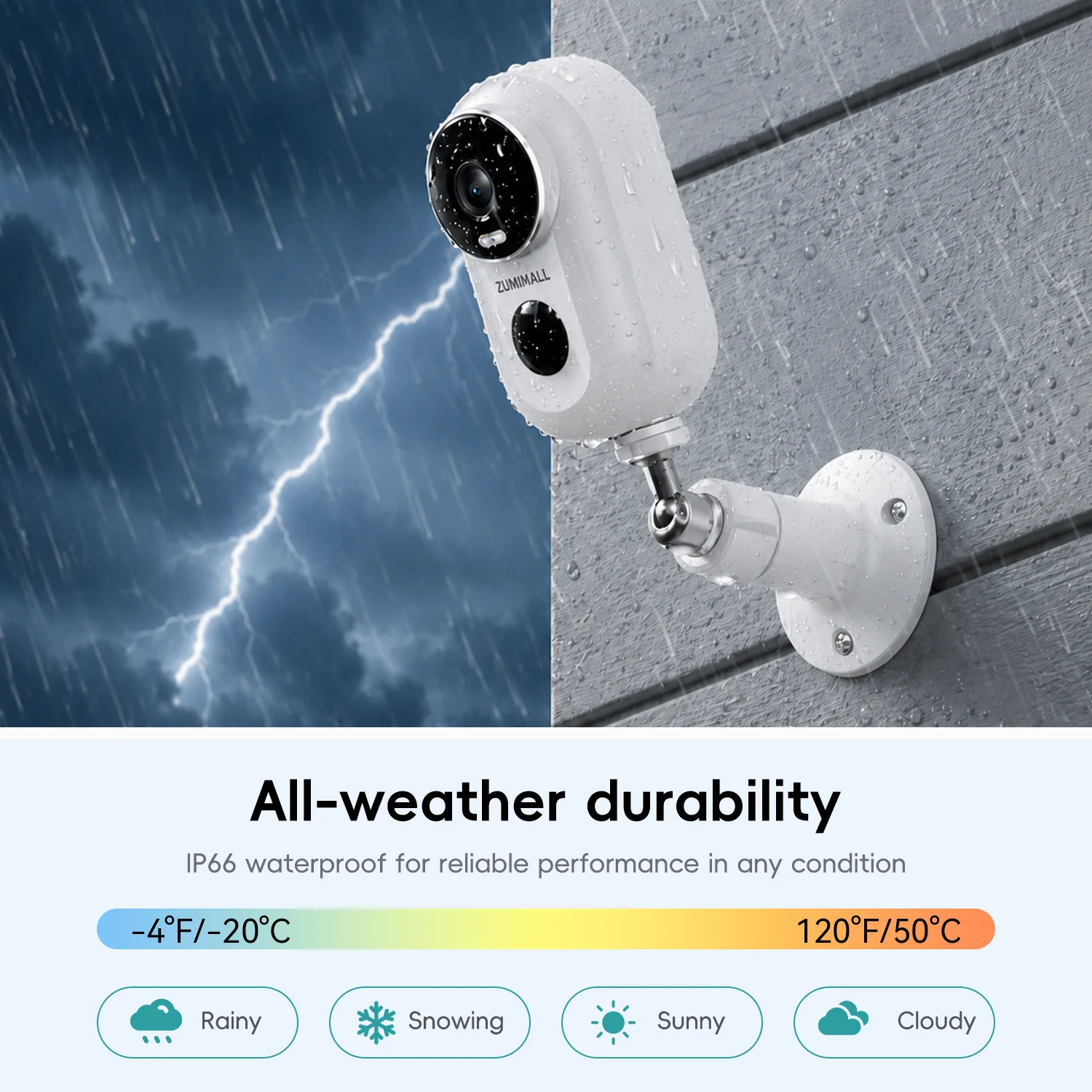 ZUMIMALL Security Cameras Wireless Outdoor with Magnetic Mount, No-Drill Installation, 2K Battery Powered Cameras for Home Security Indoor, 2.4G WiFi, Color Night Vision/130° View/AI Detection/Alexa