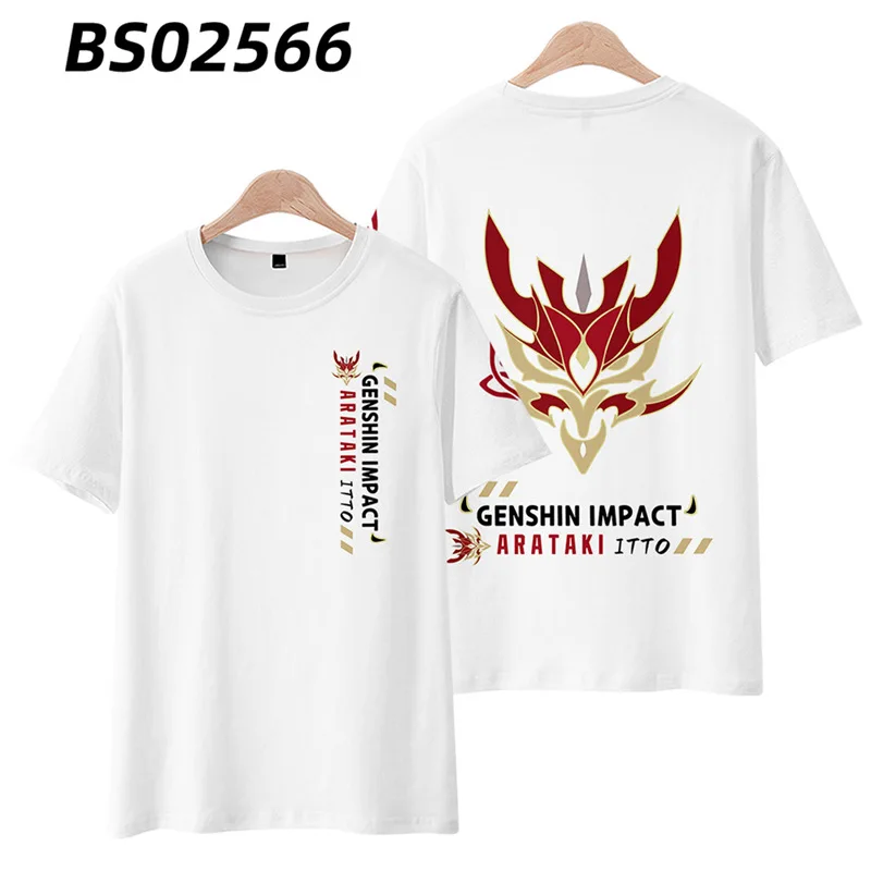 Anime genshin impacto arataki itto 3d t camisa das mulheres dos homens verão moda manga curta engraçado tshirt gráfico t traje cosplay