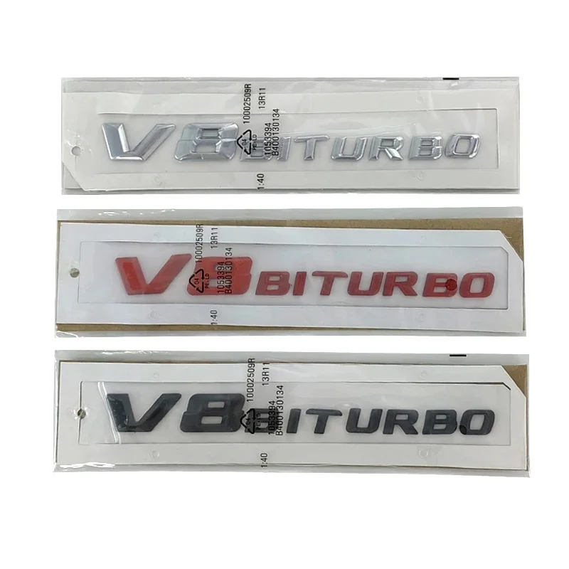 3d ABS V8 Biturbo Emblem Car Fender Badge Decal For C63S C63 E63 CLS63 V8 Biturbo Sticker Accessories