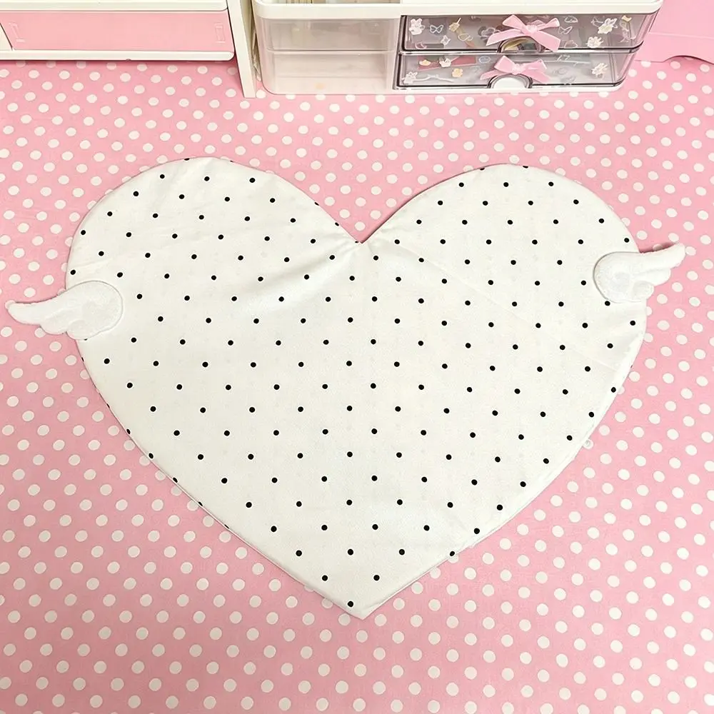 New Cotton Heart Shaped Placemat Quilted Insulated Polka Dot Placemat Quilted Table Mat Kitchen