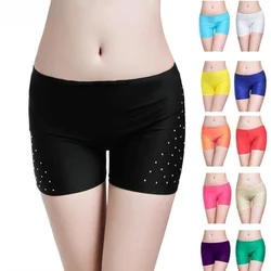 Belly Dance Safety Shorts Women's Belly Dance Clothes Leggings Tight-fitting Stretch Safety Pants with Diamonds Short Pants