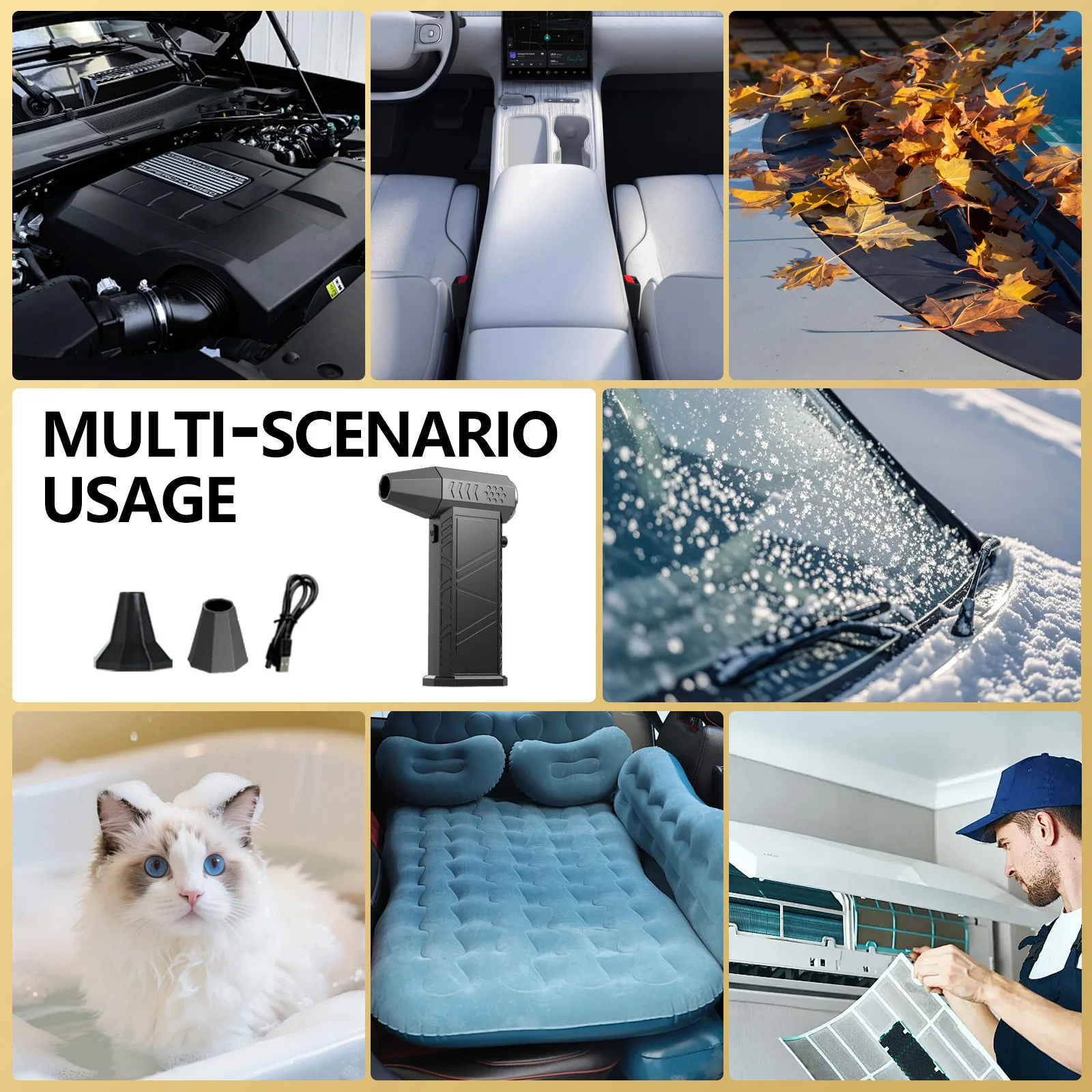 

【Мини-электрический тряпка】4-скоростной турбовентилятор 130000 об/мин, 52 м/с, скорость ветра для автомобиля, компьютера, клавиатуры, бытовой уборки