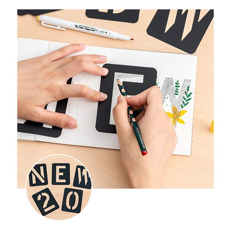 42PCS Number Alphabet Stencil Wall Art Hollow Stencil Embossing Stencil Alphanumeric Symbol Sign Craft Hollow Embossing Template