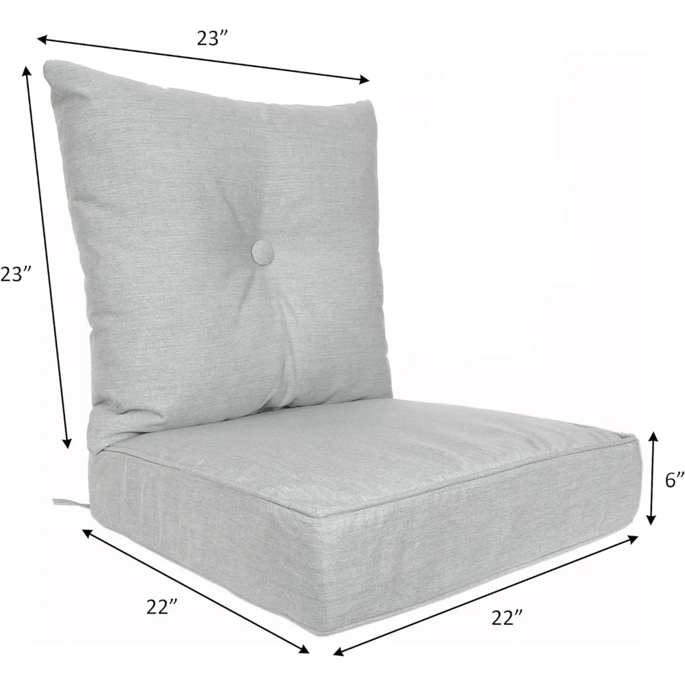 طقم وسائد جرانيت من قماش الفناء ، مقعد واقي شمسي خارجي أو داخلي ، 22x22x6 بوصة ، 23x23x7 بوصة ، 2