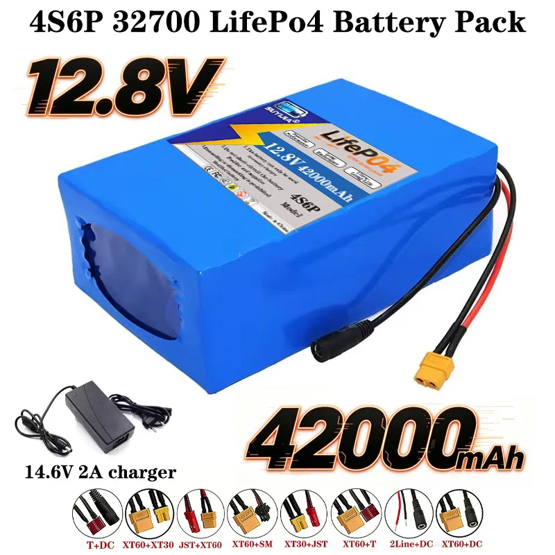 Batterie LifePo4 4S6P 32700 12.8V 42000mAh avec 40A intégrée pour alimentation sans interruption 12V
