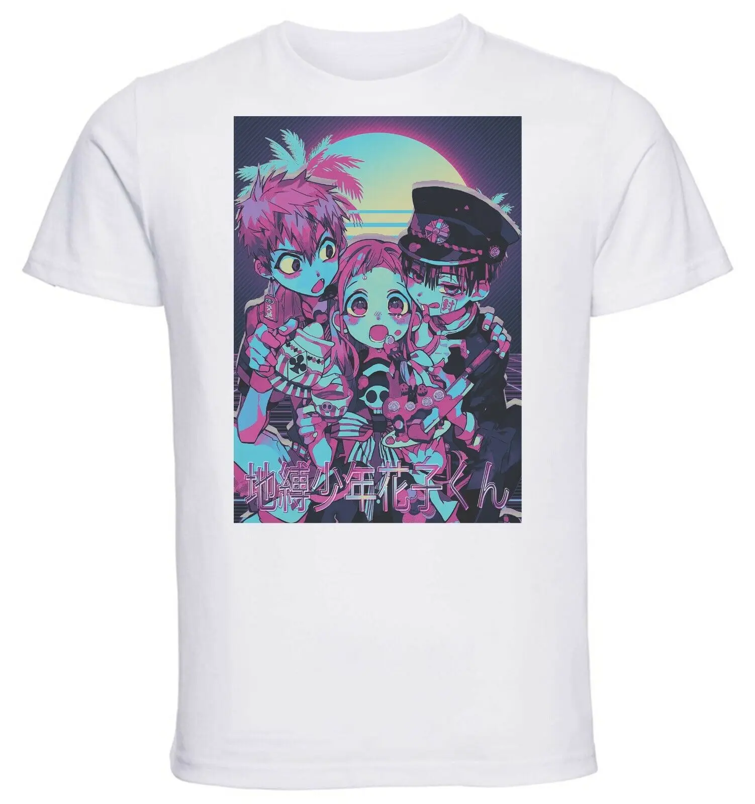 White T-Shirt - White Knit - Vaporwave Toilet Bound Hanako Kun - Characters-