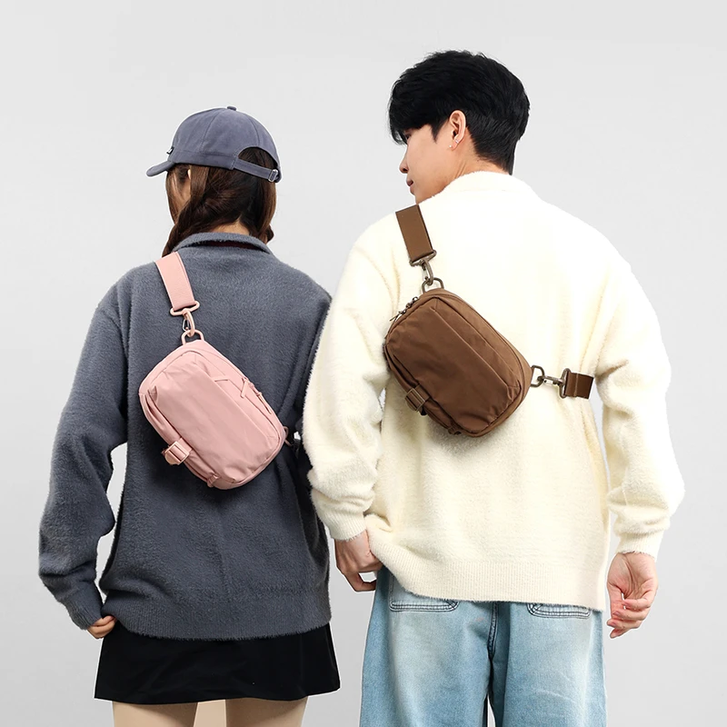 

Waterproof Nylon Crossbody Bag Small Sling Bag with Water Bottle Holder Lightweight Travel Shoulder Bag for Commute Daily Use