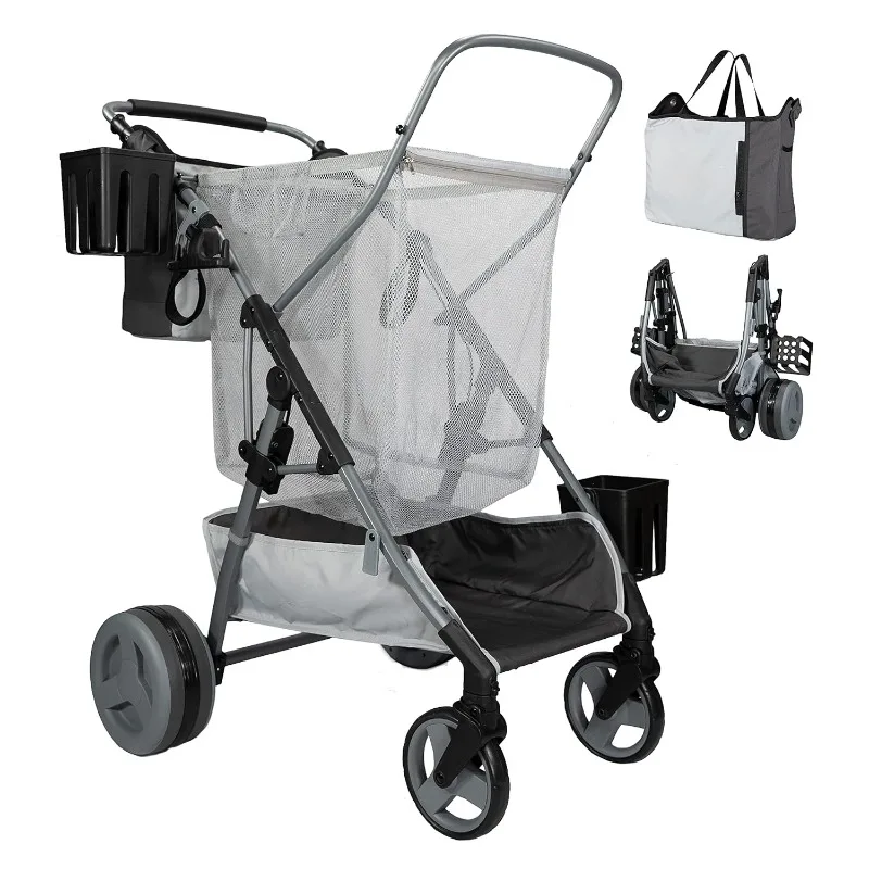 Large Wheeled Collapsible Beach Cart for Soft Sand, Fishing, Camping & Garden- Lightweight Rust-Free Aluminum Frame