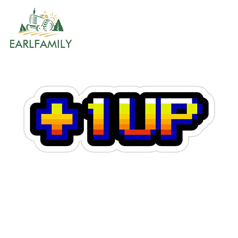 

EARLFAMILY Retro arcade game style +1up Car Stickers simple creative Graphics Decals creative Graffiti Waterproof Car Styling