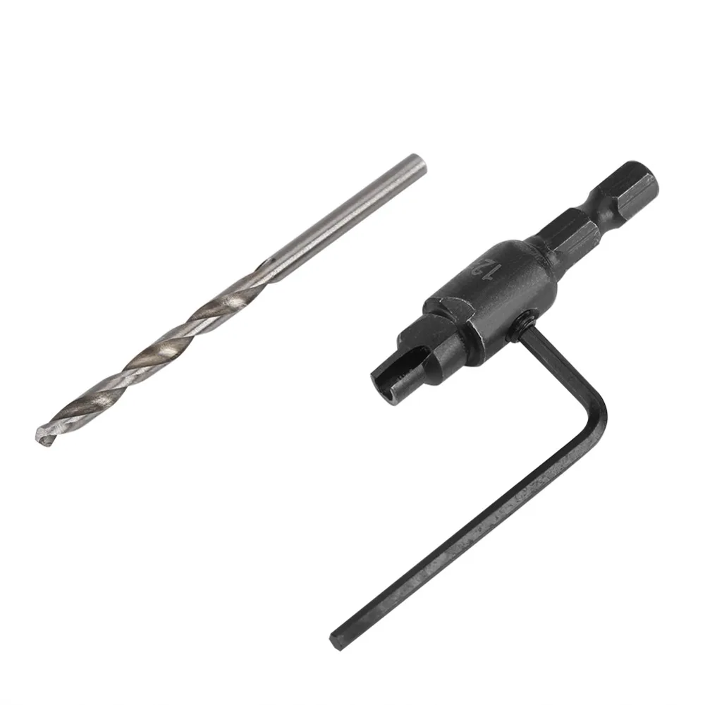 

4Pcs Efficient 1/4 Hex Shank Drill Bit 4+1 Set Durable Countersink Drill Woodworking High Hardness Cone Drill Drilling