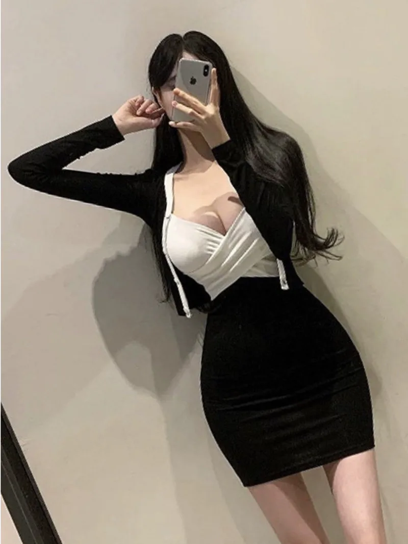 WOMENGAGA elegante Mini abito Set moda Sexy donne coreane 2024 New Sweet Spice Girls corea Fashion Set donna Slim Sexy 3MCK