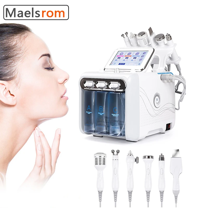 6 in 1 Hydro Dermabrasion Kleine Blase Schönheit Maschine Wasser Sauerstoff Haut Tief Reinigung Verjüngung Instrument Spa Salon Heimgebrauch