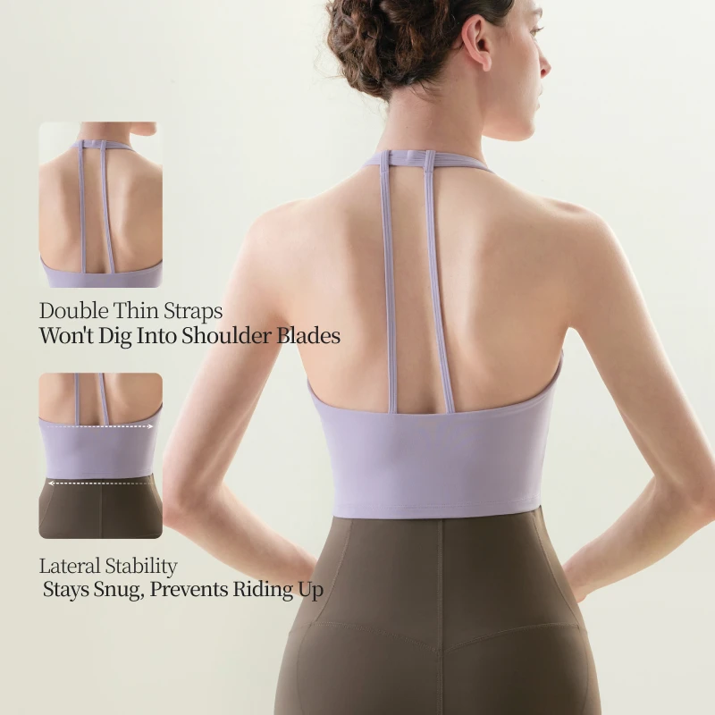 SUJIIN Sports Bra Women Seamless Halter Neck Beautiful Back Bra 2026 Gym Workout Fitness Running Yoga Tank Tops Woman XM113