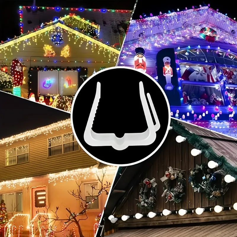 45 pcs White Outdoor Light Clips, Sturdy and Easy to Install, for Christmas Lights, Party Decorations and Yard Lighting