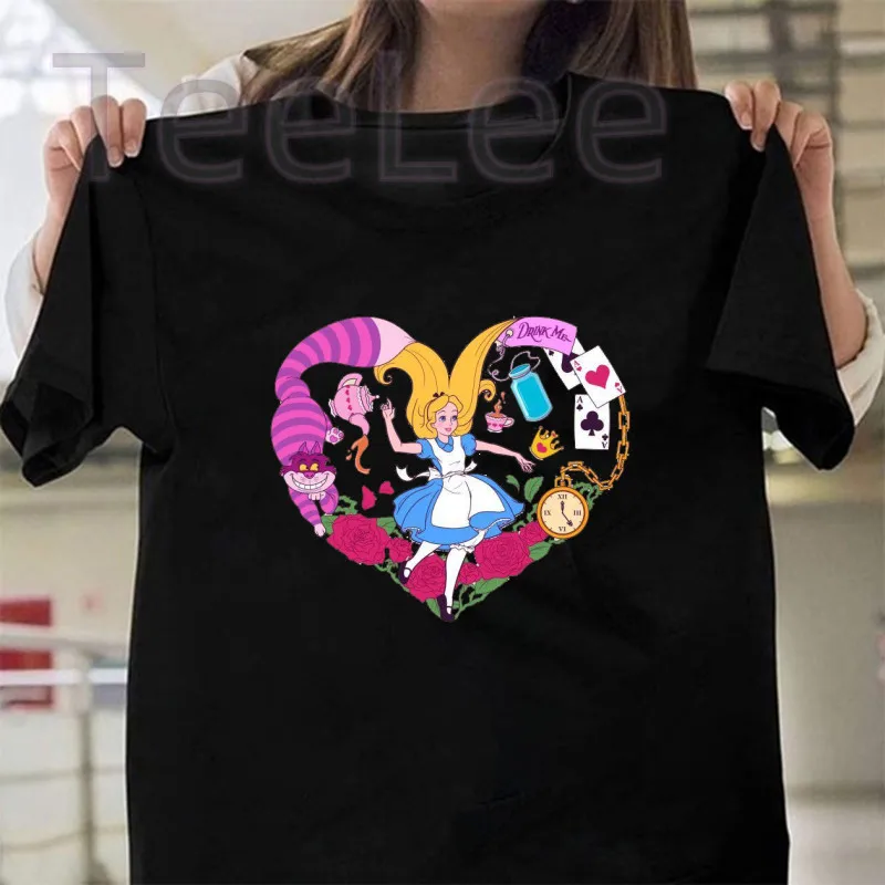 Anime T-shirt Women The Cheshire Cat Tshirt New Summer Fashion Aesthetic Tops Style Alice In Wonderland Female T Shirt