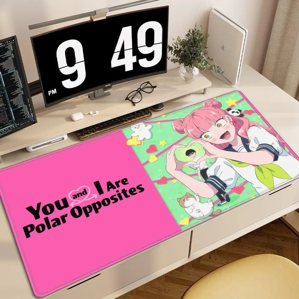 anime sweet Y-You and I Are Polar Opposites Mouse Pad Large Gaming Mousepad with Stitched Edges Thickened Desk Mat PC