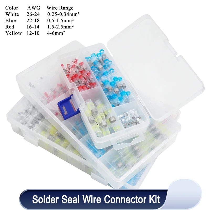 

Solder Seal Wire Connector Boxed 3:1 Heat Shrink Sealed Insulated Butt Splice Terminal Waterproof Butt Connectors Kit