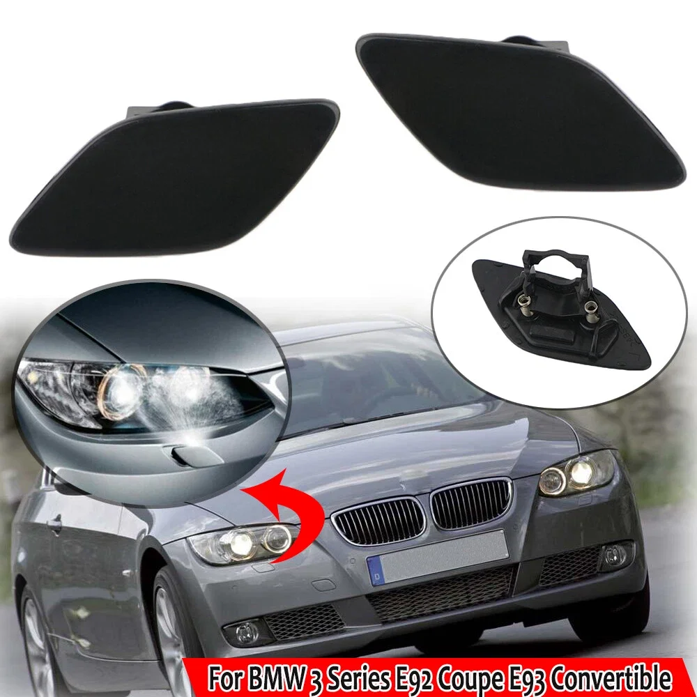 Front Bumper Headlight Washer Nozzle Spray Jet Cap Cover Black For BMW 3 Series E92 E93 2006-2010 61677171659 61677171660
