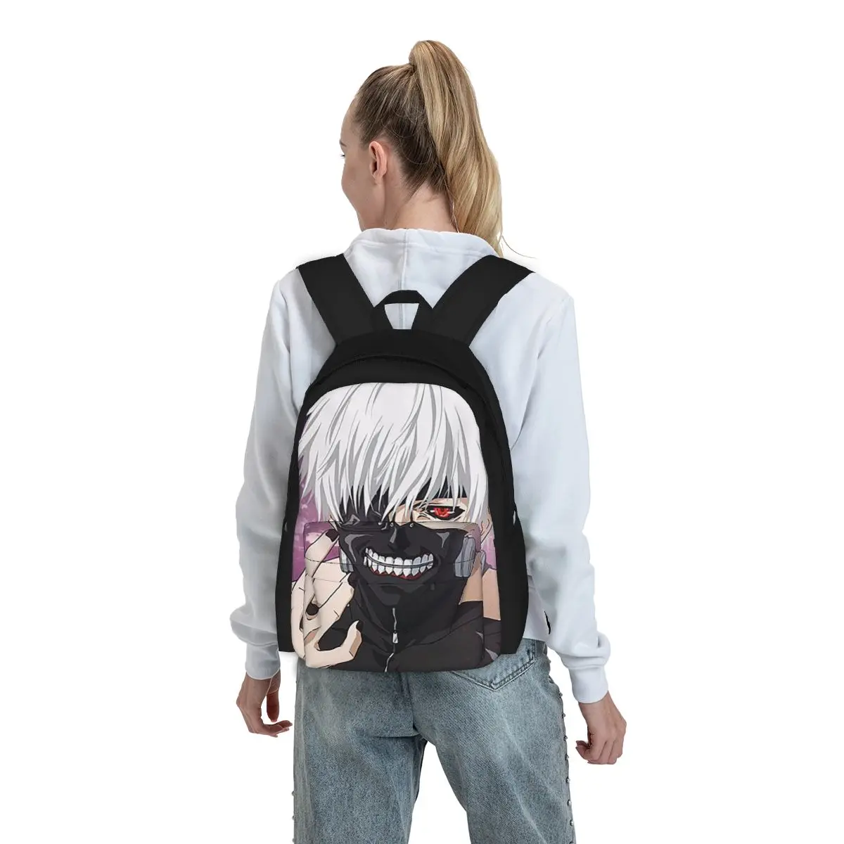 Kaneki Ken Anime Tokyo Ghoul zaino donna 3D Print Trend borsa da scuola per studenti zaino ragazzi ragazze borsa a tracolla da viaggio impermeabile