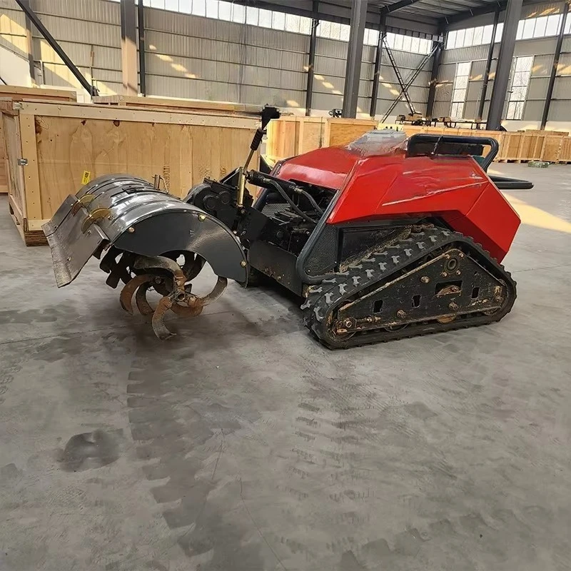 Cultivators Agricultural Rotary Tiller Engine Remote-Controlled Crawler Trencher for Weeding Remote Monitoring Factory Supply