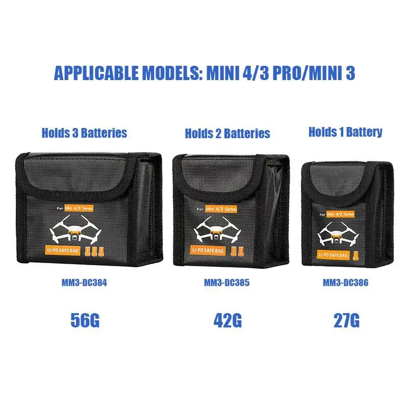 VOLODYMYR for DJI MINI 3/4 PRO Drone LiPo Battery Safe Explosion-proof Protective Bag Battery Storage Case DJI MINI 3 Drone