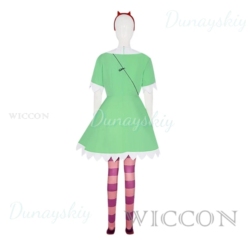 Star Butterfly Cosplay Fantasia, Anime, Vestido Verde, Peruca, Chapeuzinho Vermelho, Meias, Halloween, Fantasia