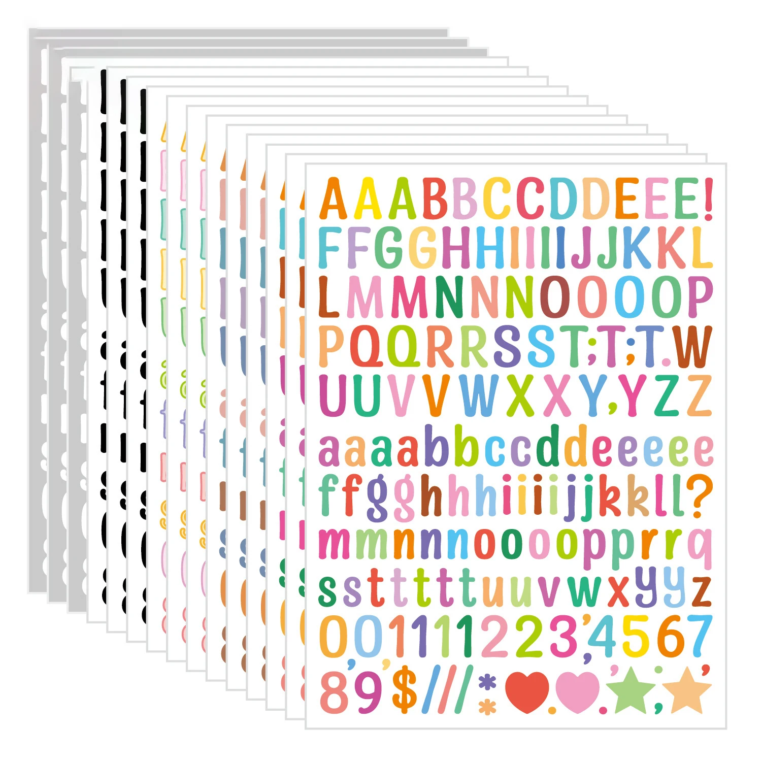 Colorful Numbers Stickers Self-Adhesive Vinyl 26Alphabet A-Z Planner Sticker Waterproof For Kids Mailbox,Address Number,Card,Cup