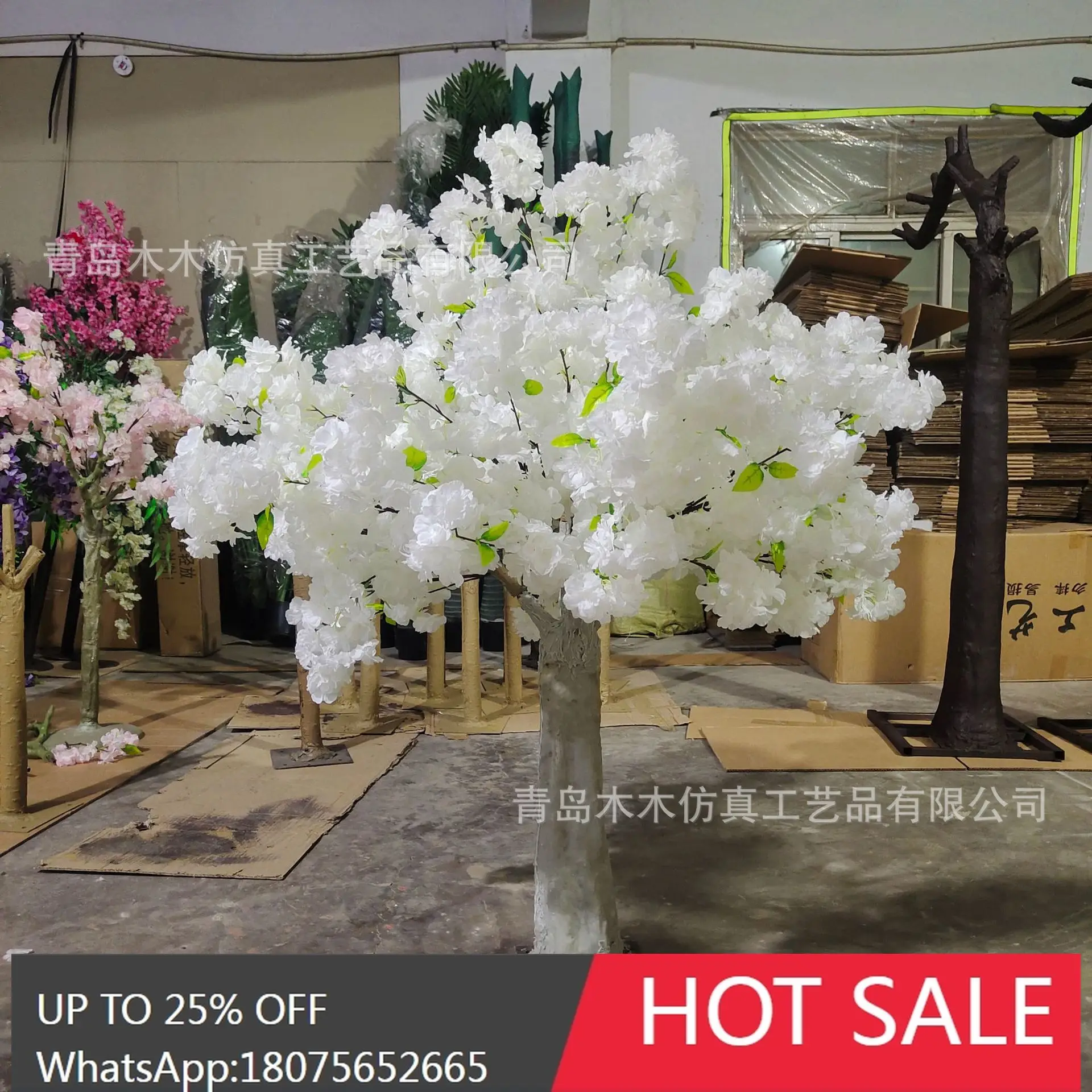 HLZ Artificial Large Plant Tree Artificial Peach Blossom Tree Wishing Living Room Decoration