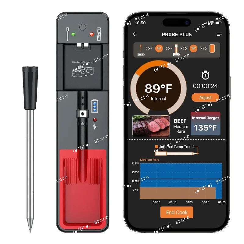 

Smart wireless Bluetooth barbecue thermometer for home use