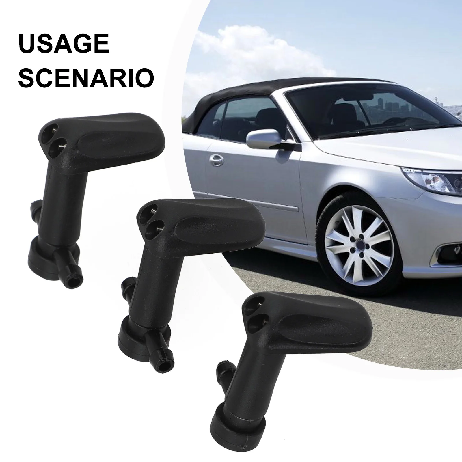 3Pcs Front Windshield Washer Wiper Sprayer Sprinkler Water Spout Outlet  Nozzles For Saab 9-3 9-3X 2003-11 12778850 12778849