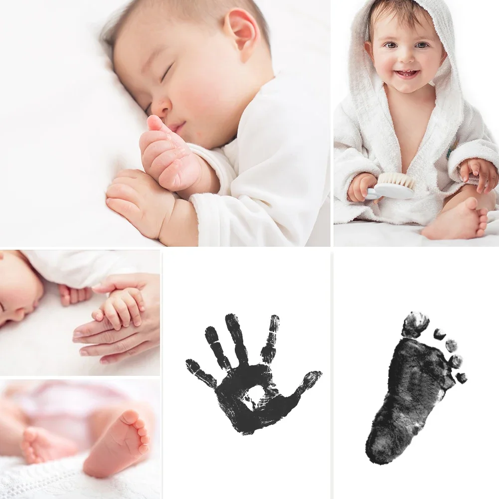 9colors Baby Care Non-Toxic Baby Handprint Footprint Inkpad Kit Casting Newborn Clay Toy Souvenirs Black Ink Pad Infant ClayGift