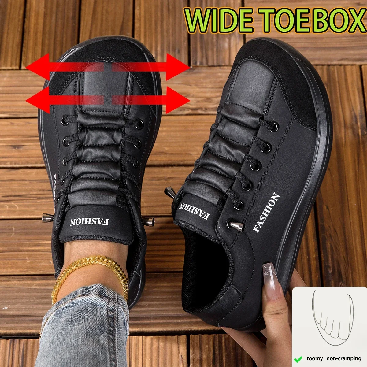SNORW Barfußschuhe mit breiter Zehenbox für Damen – Minimalistische Walking-Sneaker |   Zero-Drop-Sohle |   Atmungsaktiver Damen-Sneaker