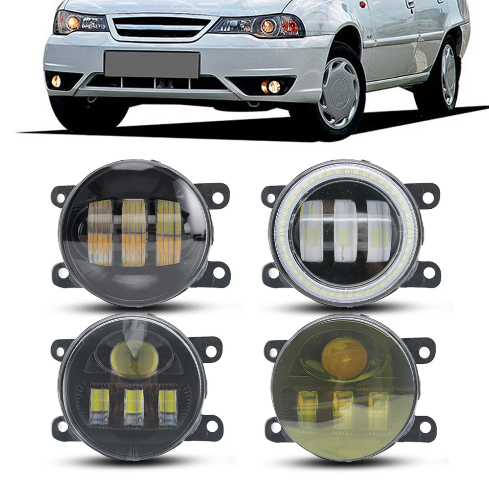 Led Fog Lights Car PTF Lens 40W OR 50W Upgarde Angel Eye White/ Blue / Red DRL Halo For Daewoo Nexia N150 KLETN 2008 ~ 05.2016