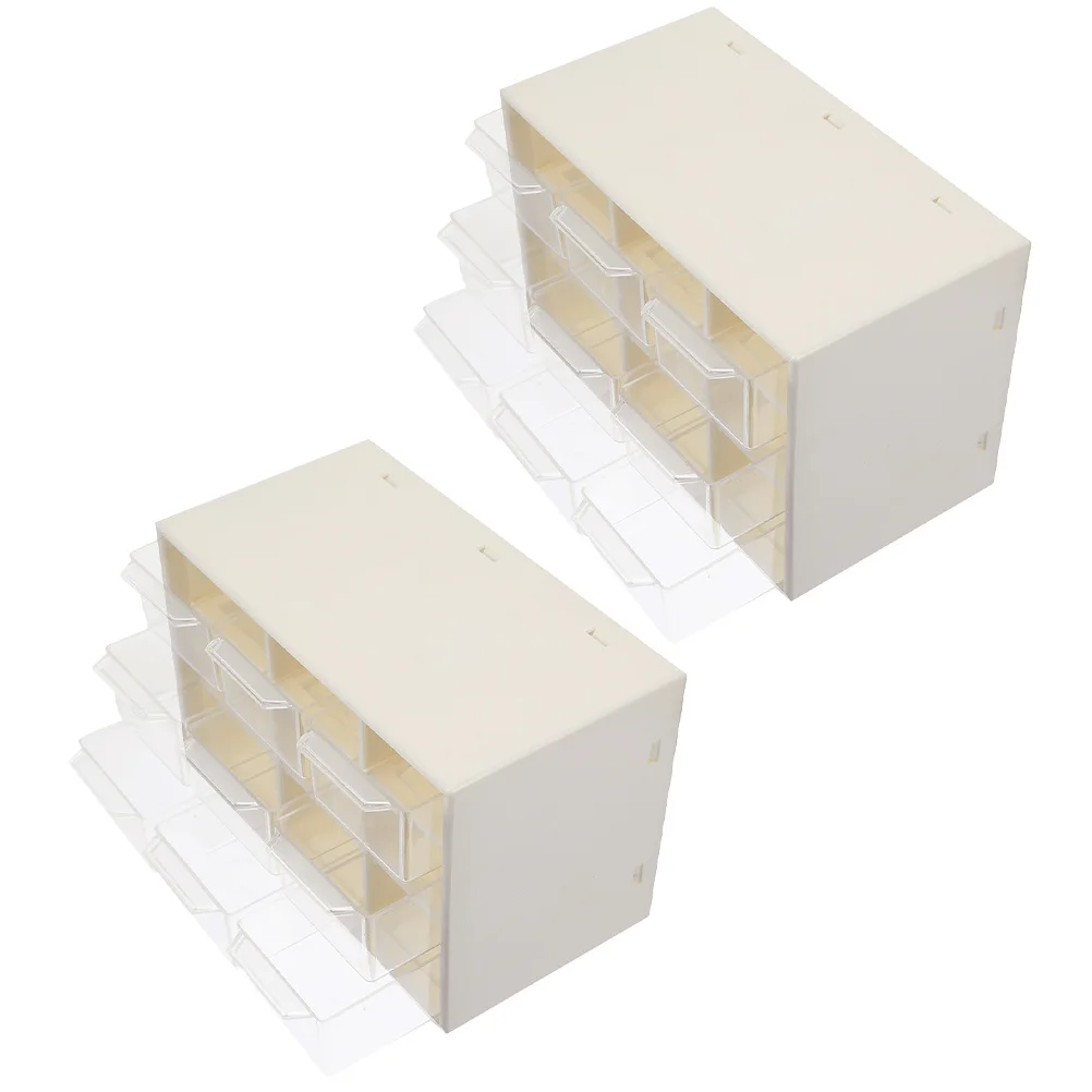 

2Pcs Storage Drawer Clear Plastic Desktop Organizer Multifunctional Jewelry Case Office Stationery Box Storage Bin Tape Holder
