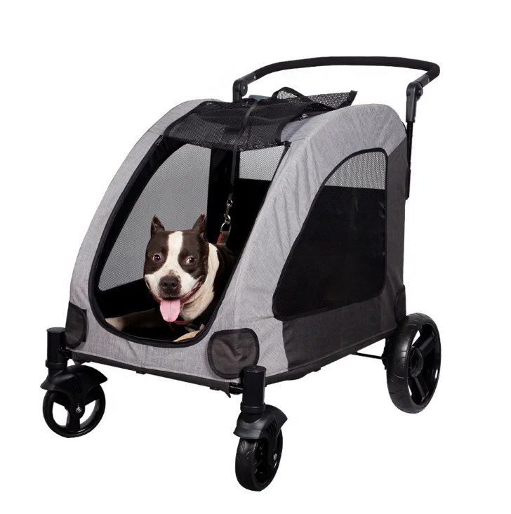 Foldable 4-Wheel Dog Stroller Adjustable Handle Pet Travel Jogger Wagon Mesh Skylight for Carrying Your Furry Friend