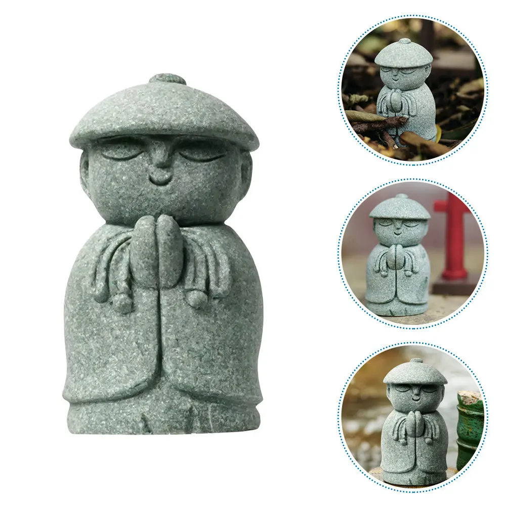 

Prayer Statue Desktop Sculpture Small Crafts Home Decor Indoor Green Sandstone Resin Figurine Decoration